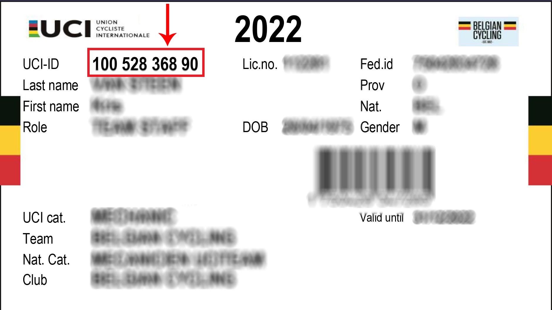 uci id cycling